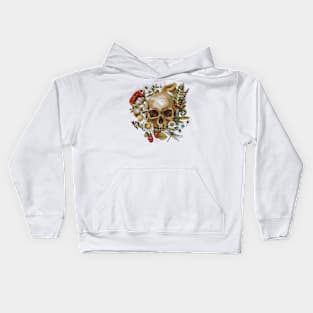 Vintage Floral Skull Design Kids Hoodie